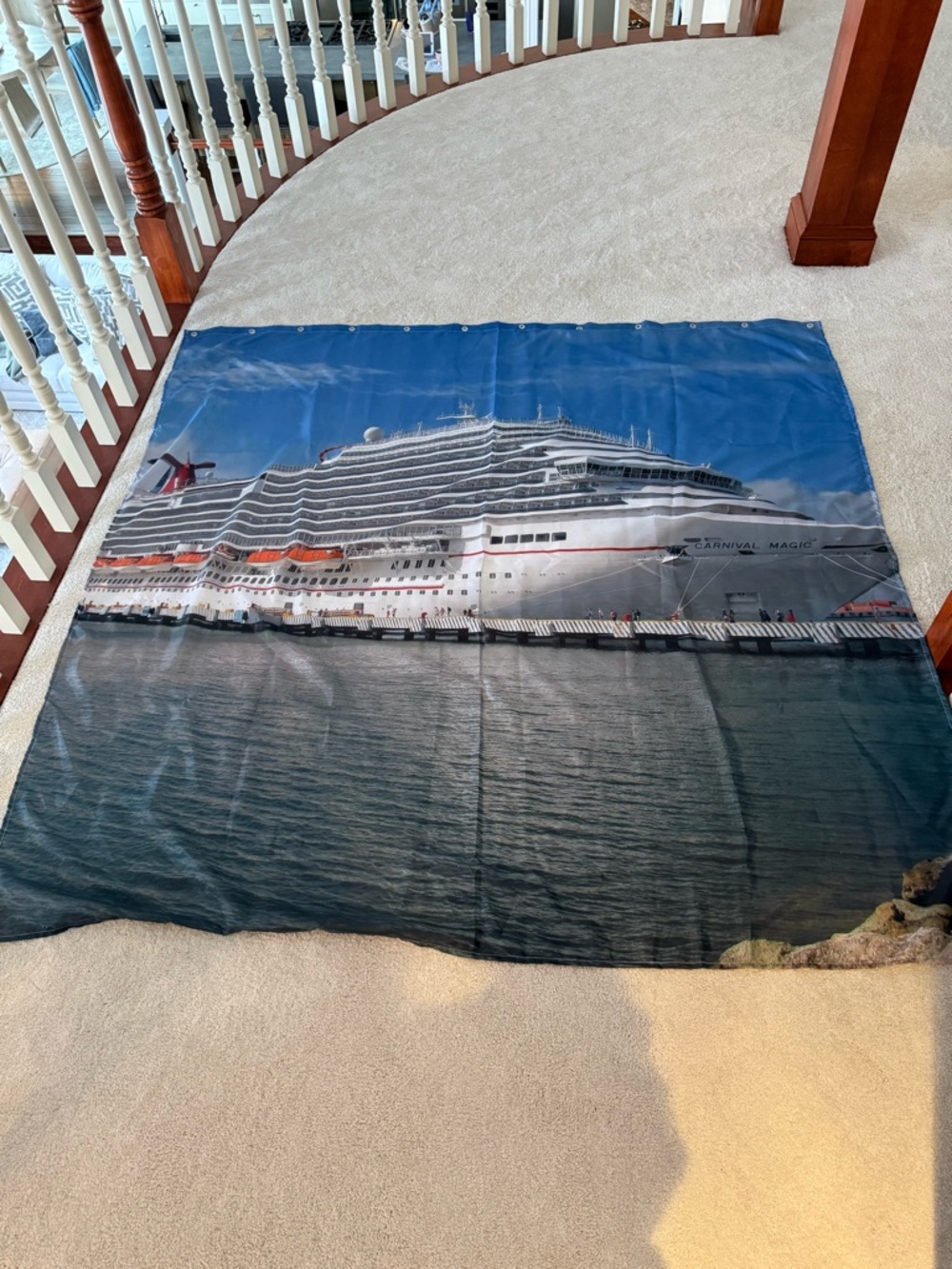 Carnival Magic Cruise Ship Shower Curtain - Blue, White, Black